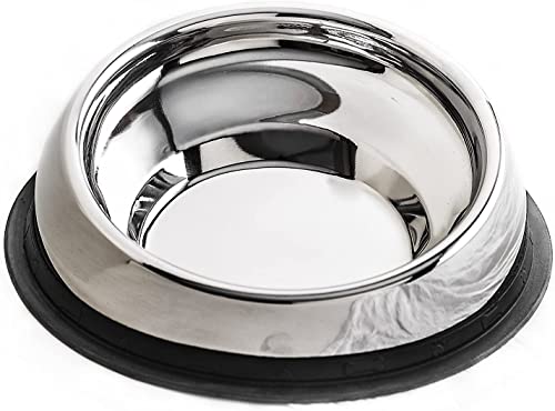Enhanced Pet Bowl, Stainless Steel Slanted Dog Bowl with Raised Ridge for Flat-Faced Dog Breeds or Cats, Food-Grade Non-Slip No Spill Bowl for Dogs, Less Mess, Less Gas, and Better Digestion, Small