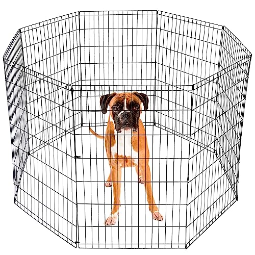 Epetlover 42 Inches Folding Metal Pet Dog Exercise Pen Indoor Outdoor Wire Animal Playpen, 8 Panels
