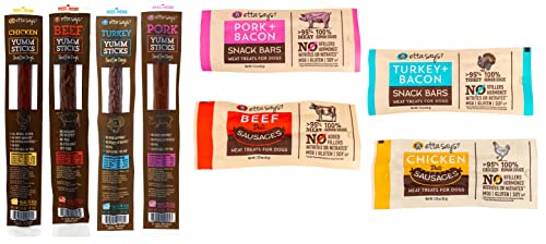 ETTA SAYS! Meat Treats for Dogs – Pack of 8 – Made in The USA, Human Grade, No Added Hormones, No Nitrates or Nitrites, No MSG, Gluten-Free, Soy-Free Dog Treats Meat Snacks for Dogs