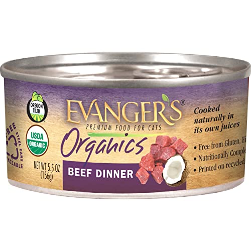 Evanger's Organics Canned and Dry Food, Beef Dinner, 5.5 Ounce (Pack of 24)