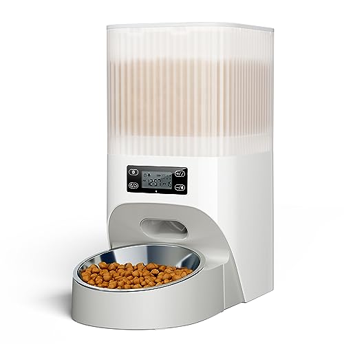 Faroro Automatic Cat Food Dispenser, 4L/17 Cups Timed Dry Food Dispenser for Cats Dogs with Programmable Portion Control, up to 40 Portions, 6 Meals Per Day, Dual Power Supply, 10s Voice Recorder