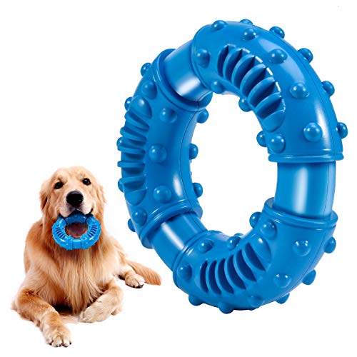 Feeko Dog Chew Toys for Aggressive Chewers Large Breed, Non-Toxic Natural Rubber Indestructible Dog Toys, Tough Durable Puppy Chew Toy for Medium Large Dogs - Fun to Chew, Chase and Fetch(Blue)