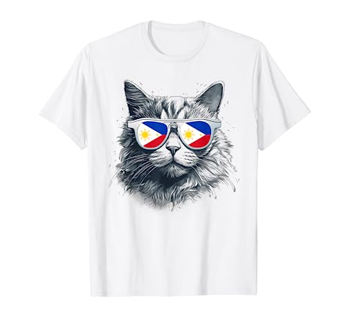 Filipino Philippines Flag Cat Sunglasses Family Country T-Shirt