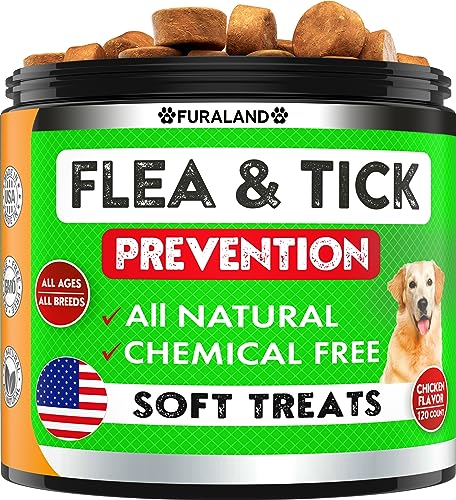 Flea and Tick Prevention for Dogs Chewables - Made in USA - Natural Flea and Tick Supplement for Chews- Oral Flea Pills - No Mess | No Collars - All Breeds and Ages - Tasty Soft Tablets