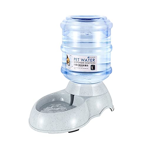 Flexzion Automatic Dog Water Bowl Dispenser for Cat Pet Animal (1 Gallon Dispener Water Jug) - Gravity Feeder Auto Replenish Waterer Drinking Bowl Fountain Bottle Dish Stand