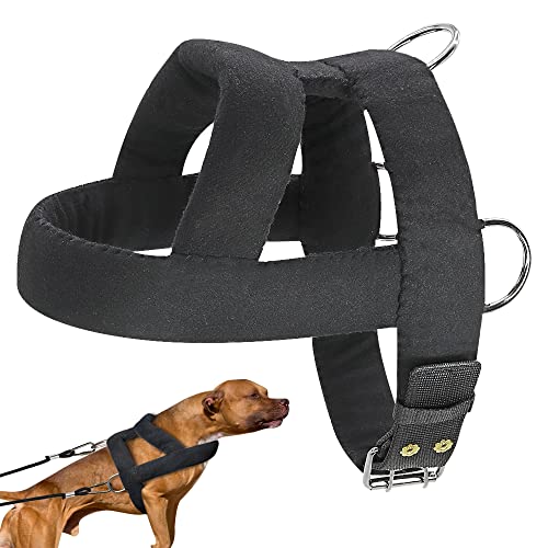 Forestpaw Heavy Duty Dog Harness for Training,Dog Harness Tactical with 3 Metal Rings,Soft Padded Vest for Medium Large Dogs,Black,M