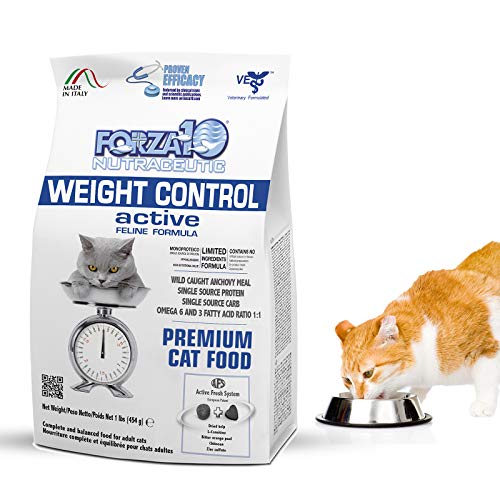 Forza10 Active Dry Weight Control Cat Food for Adult Cats, Dry Cat Food Weight Control for Overweight Cats and with Metabolism Disorders, Wild Caught Anchovy Flavor, 1 Pound Bag