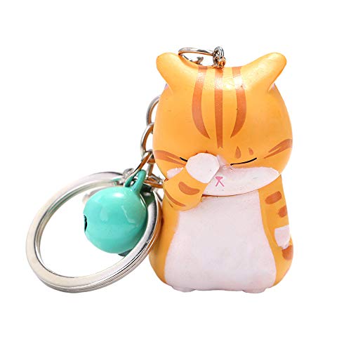 GAIORD Cat Keychain Charms, Key Ring Cute Key Chain Shy Chubby Kitten Trinket Bag Decor (Orange)