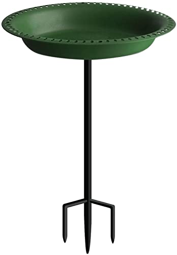 Garbuildman 28-inch Lightweight Birdbaths Antique Decoration Detachable Birdfeeder & Bird Bath for Outdoor Garden, Oblong Dark Green