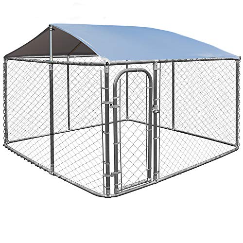 Giantex 7.5ft x 7.5ft Large Dog Kennel with Roof Cover, Pet Dog Run House Shade Cage with Roof Cover Backyard Playpen (Dog Kennel+Kennel Cover)