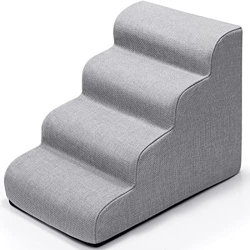 Gimars Extra Wide Sturdy 30D High Density Foam Dog Stairs for High Beds for Small Medium Large Dogs, Non-Slip Pet Stairs, Easy Clean Removable Washable Cover for Couch, Sofa