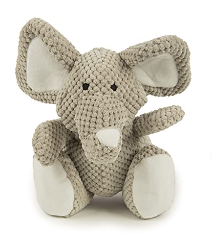 goDog Checkers Elephant Squeaky Plush Dog Toy, Chew Guard Technology - Gray, Large