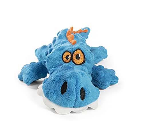 goDog Gators Squeaky Plush Dog Toy, Chew Guard Technology - Blue, Small