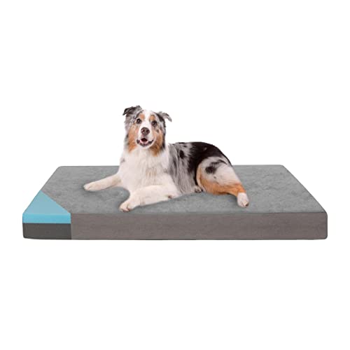 GOHOO PET Orthopedic Memory Foam Dog Bed, Cooling Dog Beds Waterproof Pet Bed for Crate with Removable Washable Cover, L(35inch,65Lbs)