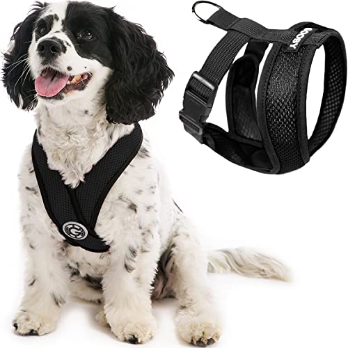 Gooby Comfort X Head In Harness - Black, Large - No Pull Small Dog Harness, Patented Choke-Free X Frame - Perfect on the Go Dog Harness for Medium Dogs No Pull or Small Dogs for Indoor and Outdoor Use