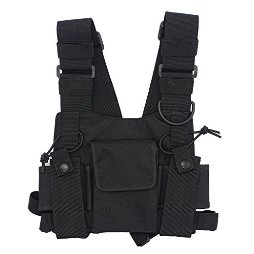 GoodQbuy Radio chest harness Rig Bag Pocket Pack Holster Vest for Two Way Radio (Rescue Essentials) (Black)