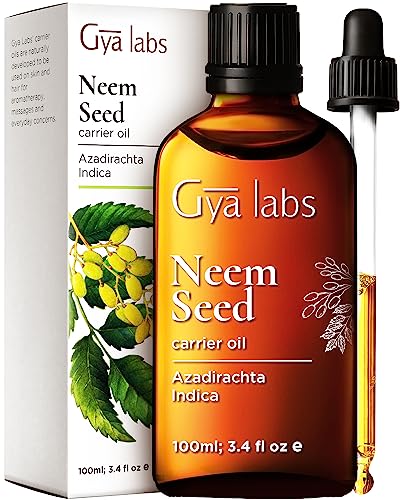 Gya Labs Neem Oil for Skin - Neem Oil Cold Pressed Unrefined - Soothing & Nourishing Neem Oil for Hair, Nails, Body Lotions, Spray & Shampoo (3.4 fl oz)