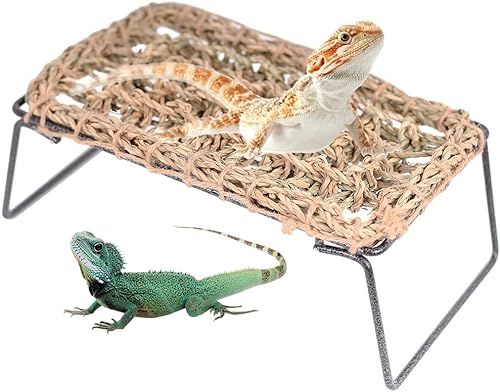 halinfer Lizard Lounger for Rest, Reptile Hammock Bed, Seagrass Lounger for Small Animals Guinea Pig Bearded Dragon