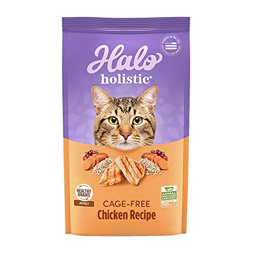 Halo Holistic Cat Food Dry, Cage-free Chicken Recipe, Complete Digestive Health, Dry Cat Food Bag, Adult Formula, 3-lb Bag