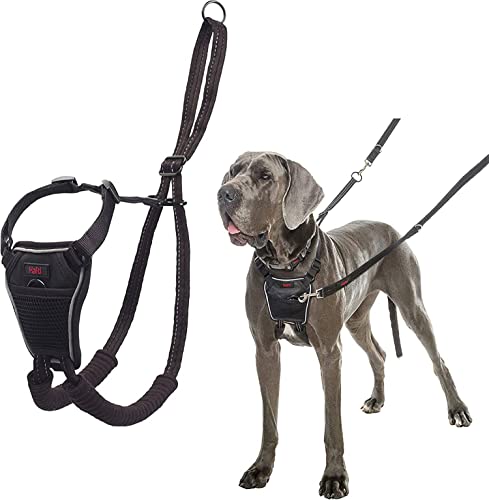 HALTI No Pull Harness Size Large, Bestselling Professional Dog Harness to Stop Pulling on The Lead, Easy to Use, Anti-Pull Training Aid, Adjustable, Reflective and Breathable, for Large Dogs Black