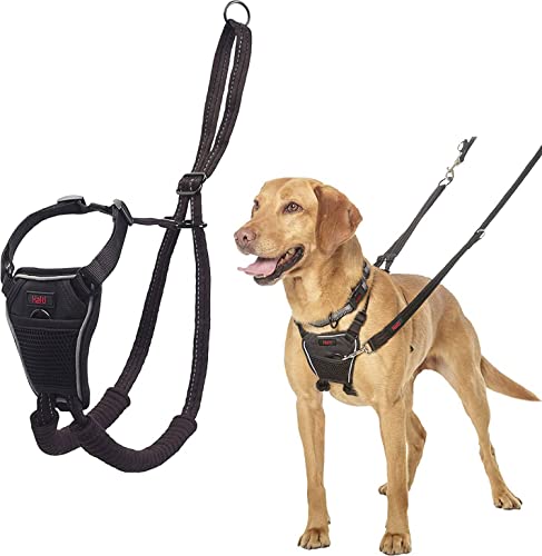 HALTI No Pull Harness Size Medium, Bestselling Professional Dog Harness to Stop Pulling on The Lead, Easy to Use, Anti-Pull Training Aid, Adjustable, Reflective and Breathable, for Medium Dogs Black