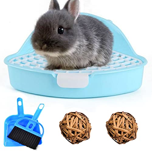 Hamiledyi Bunny Litter Pet Toilet Potty Trainer Corner Pan Bedding Box for Small Animal Guinea Pig Ferret Hamster Dwarf Rabbit(Blue)