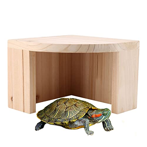 Hamiledyi Reptile Wood Hide,Turtle Wooden Hidout House Gecko Hideaway Terrarium Habitat Decoration for Tortoise Lizard Chamelon Iguana Snake Frog