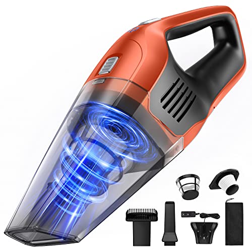 Handheld Vacuum Cleaner, Powerful Suction Portable Lightweight Hand Held Vacum Cordless with 25-30Mins Long Runtime Rechargeable Battery Quick Charge for Home Car Carpet Stairs Pet Hair Deep Cleaning