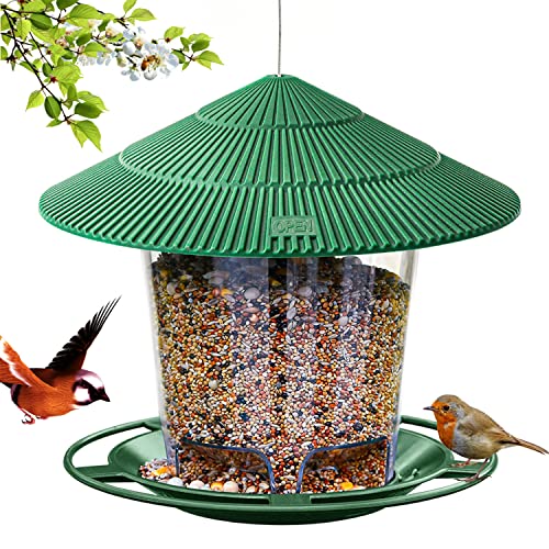 Hanizi Wild Bird Feeders for Outside, Squirrel Proof, Outdoor Hanging Feeders Wild Bird Seed, Garden Yard Decoration (Green)