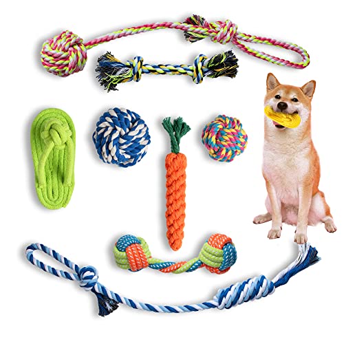 HappiFox Dog Toys for Small Dogs 9 Pack 2022 New Safe & Durable Cotton Dog Rope Toys for Small Dogs, Tug of War Puppy Chew Toys for Teething, Dog Chew Toy for Medium Breed