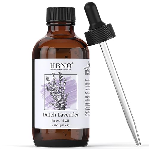 HBNO Dutch Lavender Essential Oil - Huge 4 oz (120ml) Value Size - Natural Lavender Oil, Steam Distilled - Perfect for Cleaning, Aromatherapy, DIY, Soap & Diffuser - Lavender Essential Oils