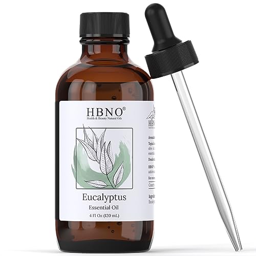 HBNO Eucalyptus Essential Oil 4 oz (120 ml) - 100% Pure & Natural Eucalyptus Essential Oil for Diffuser - Eucalyptus Oil Essential Oil for Soothing Massage - Eucalyptus Oil for Skin Smooth & Clear