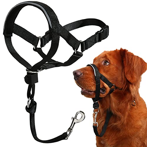 Head Collar for Dogs, No Pull Dog Nose Leash for Small Medium and Large Dogs, Dog Head Halter That Prevent Pulling for Easy Control on Walks (M (Snout4-10"), Black)