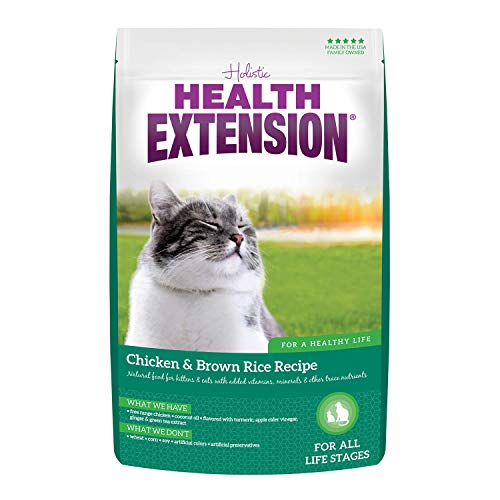 Health Extension Dry Cat Food, Natural Food with Added Vitamins & Minerals, Suitable for All Kitten & Adult Cats, Chicken & Brown Rice Recipe, 4 lb