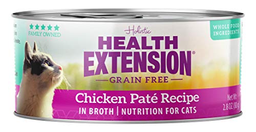 Health Extension Wet Cat Food, Grain-Free, Includes Chicken Pate Recipe, Nutrition for Cats & Kittens (2.8 Oz / 80 G, Pack of 24)