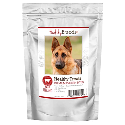 Healthy Breeds German Shepherd Healthy Treats Premium Protein Bites - Low Fat Dog Treats - Beef is The 1st Ingredient - 10 oz