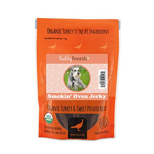 Healthy Breeds Miniature Schnauzer Smokin' Oven Organic Turkey & Sweet Potato Recipe Jerky Dog Treats 4 oz