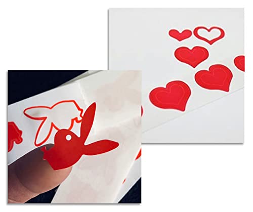Hearts & Bunnies Tanning Stickers | 60 Pack | 30 Bunny w/Tie & 30 Triple Heart Tanning Stickers, Red, 1 inch Tall