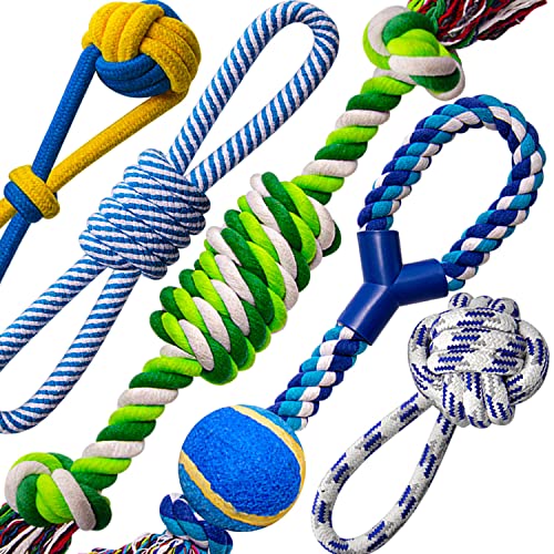 Heibizi Tough Dog Toys for Aggressive Chewers Large Breed, Valued Durable Dog Chew Toys Pack for Medium Large Dogs, Interactive Large Dog Rope Toys, Tug of War Toys for Dogs, Teething Toys, Dog