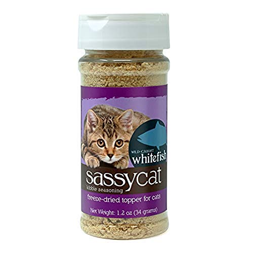 Herbsmith Sassy Cat Kibble Seasoning – Freeze Dried Whitefish – Cat Food Topper for Picky Eaters – Wild-Caught Whitefish