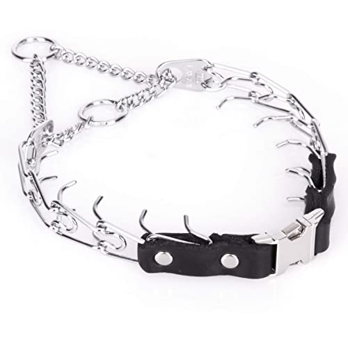 Herm Sprenger Prong Collar for Dog Training with Easy Quick Release Buckle - German Made Dog Collar with Chrome Plated Stainless Steel 2.25mm Prongs for Small Dogs (14-19" Neck)