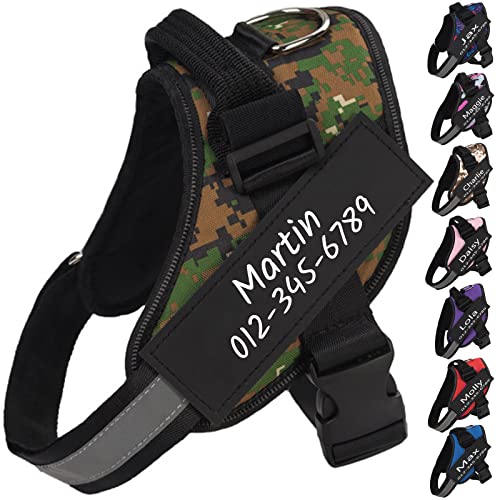 HGU Custom No Pull Dog Harness with Name and Phone Number,Personalized Pet Vest, with Reflective Patches Dog Training Vest for Large, Medium and Small Dogs