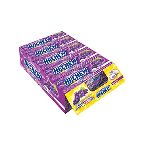 HI-CHEW Grape Sticks - Box of 15, 1.76oz ea | Unique Fun Soft & Chewy Taffy Candy | Immensely Juicy Fruit Flavors