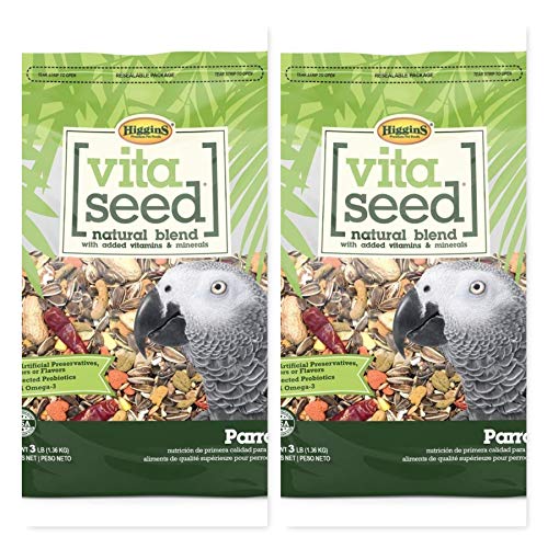 Higgins 2 Pack Vita Seed Natural Parrot Food 3 LB. Ea Parrot Food. 2 Bags 6 Pounds Total