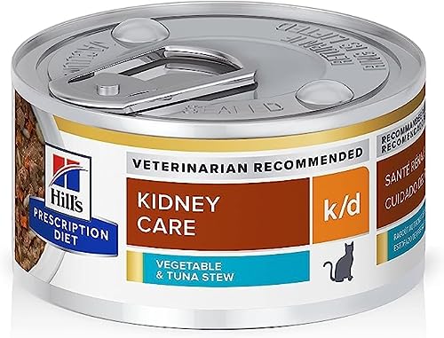 Hill's k/d Kidney Care Vegetable & Tuna Stew Canned Cat Food, 2.9 oz, Pack of 12