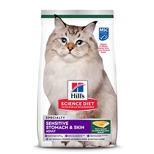 Hill's Science Diet Adult Sensitive Stomach & Skin Pollock Meal & Barley Recipe Dry Cat Food, 3.5 lb. Bag