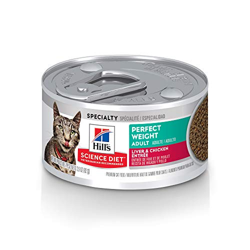 Hill's Science Diet Canned Wet Cat Food, Adult, Perfect Weight for Weight Management, Roasted Vegetable & Chicken Recipe, 2.9 oz Cans, 24 Pack