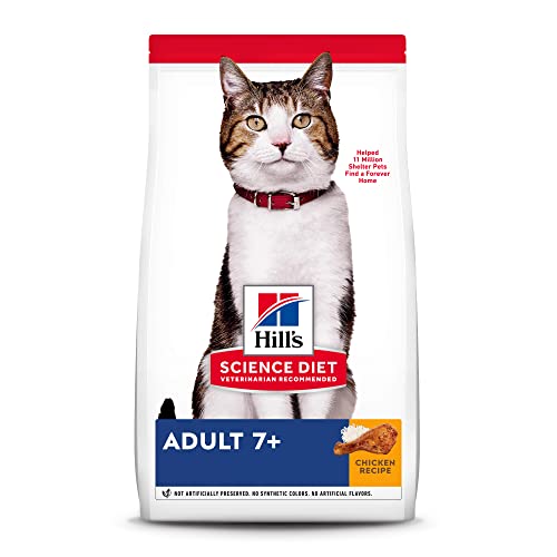 Hill's Science Diet Dry Cat Food, Adult 7+ for Senior Cats, Chicken Recipe, 4 lb. Bag