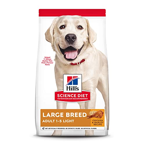 Hill's Science Diet Dry Dog Food, Adult, Large Breed, Light, Chicken Meal & Barley Recipe For Healthy Weight & Weight Management, White, 30 Pound (Pack of 1)