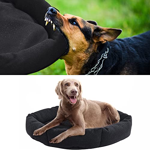 HOMBYS Chew Proof Dog Bed,  Indestructible Dog Bed for Aggressive Chewers, Round Durable Tough Pet Bed, Black Waterproof Orthopedic Dog Pillow Bed for Small Dog/Cat,20”x24”x5”,Machine Washable